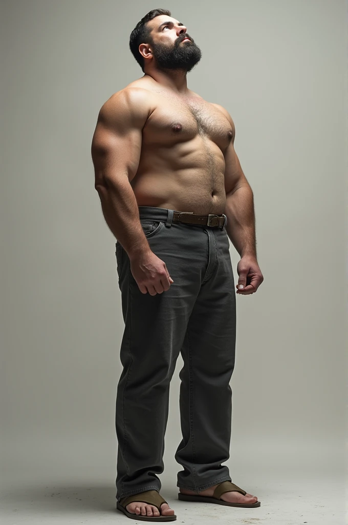 a man standing looking up full body length
