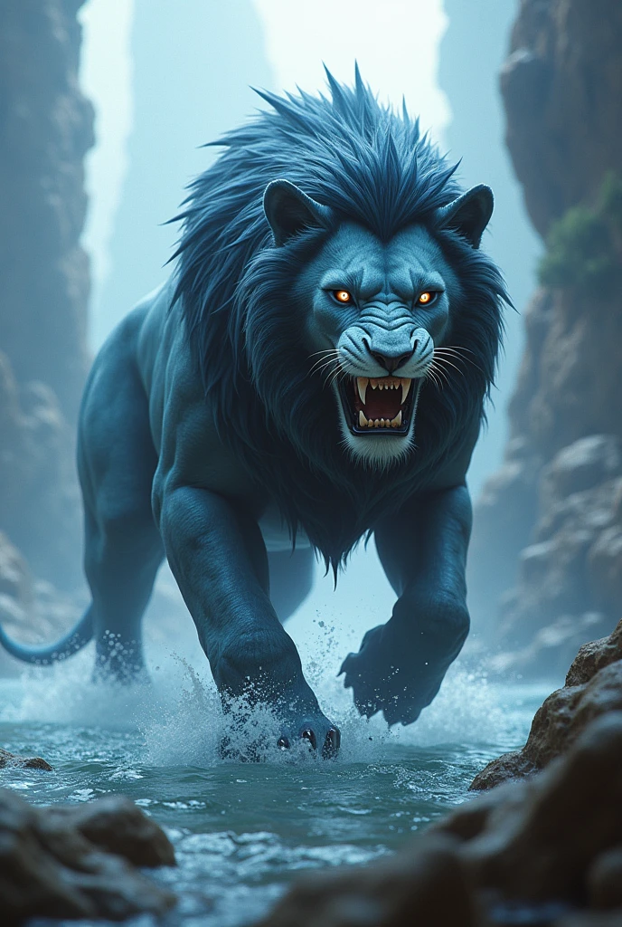 A new creature with a mix of Lion＆shark characteristics、Fantasy、cool