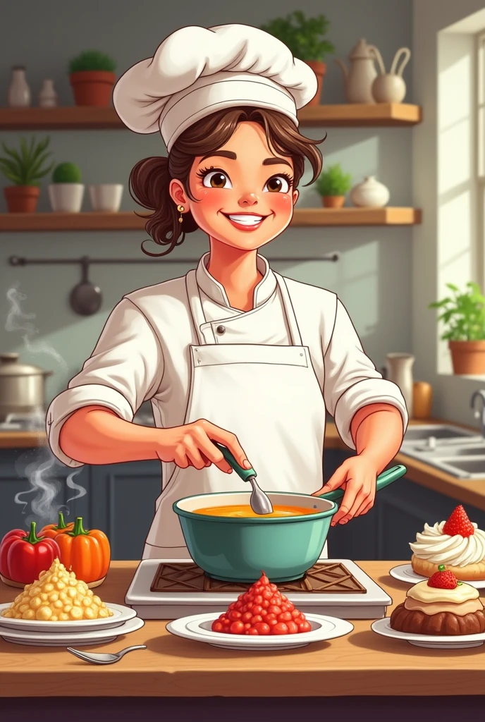 cook in png drawing making soup and desserts