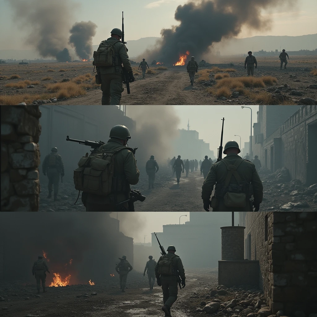 Scenes showing the bad sides of the war