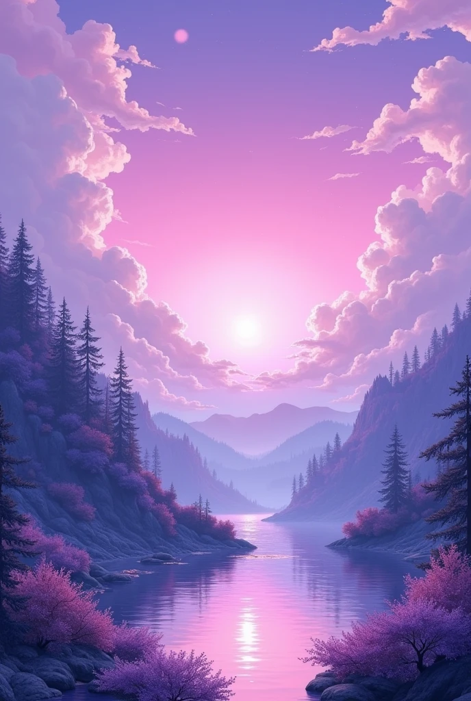 a purple and white anime style landscape
1920x1080