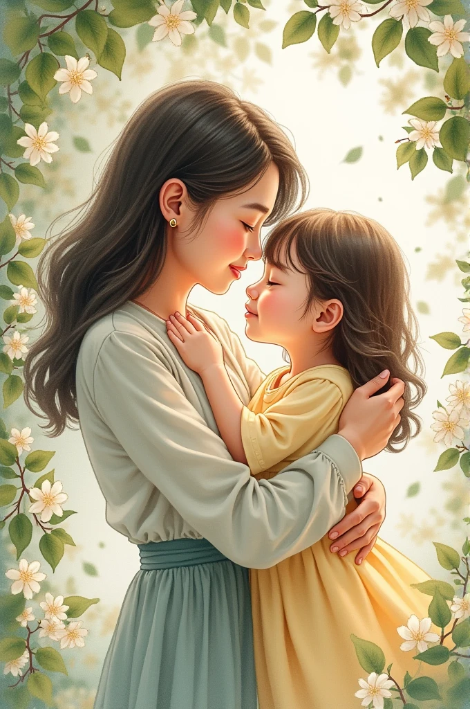 inspiration from nature and create a picture where a older mother and daughter, perfect eyes, are surrounded by blooming flowers and greenery, perfect composition, beautiful detailed intricate insanely detailed octane render trending on artstation, 8 k artistic photography, photorealistic concept art, soft natural volumetric cinematic perfect light, chiaroscuro, award - winning photograph, masterpiece