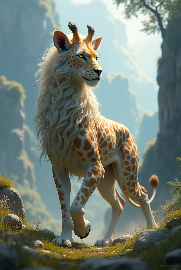 A new creature with a mix of キリン ＆Lion characteristics、Fantasy、cool