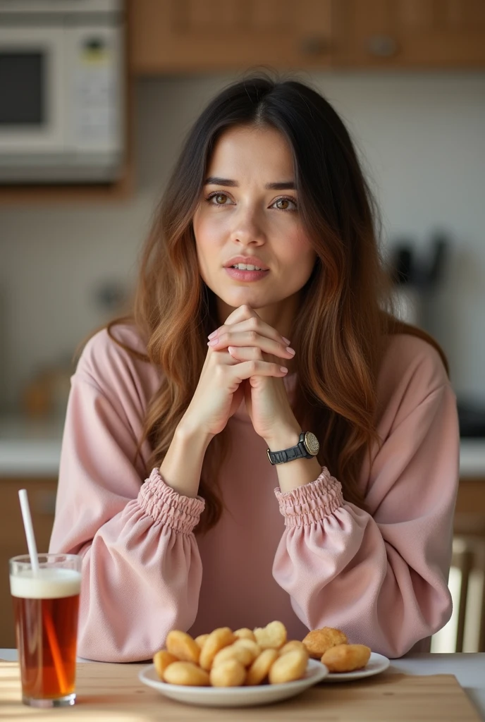 An anxious woman obsessively thinking about sweets