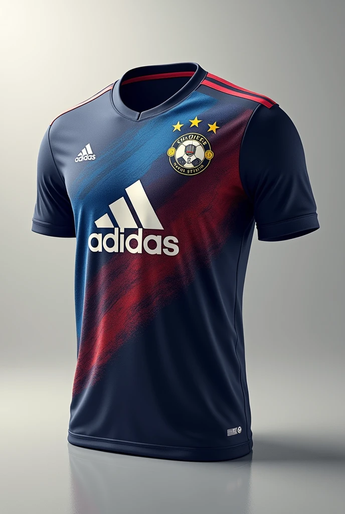 Soccer shirt with adidas brand and a soccer ball inside the shirt , representing football