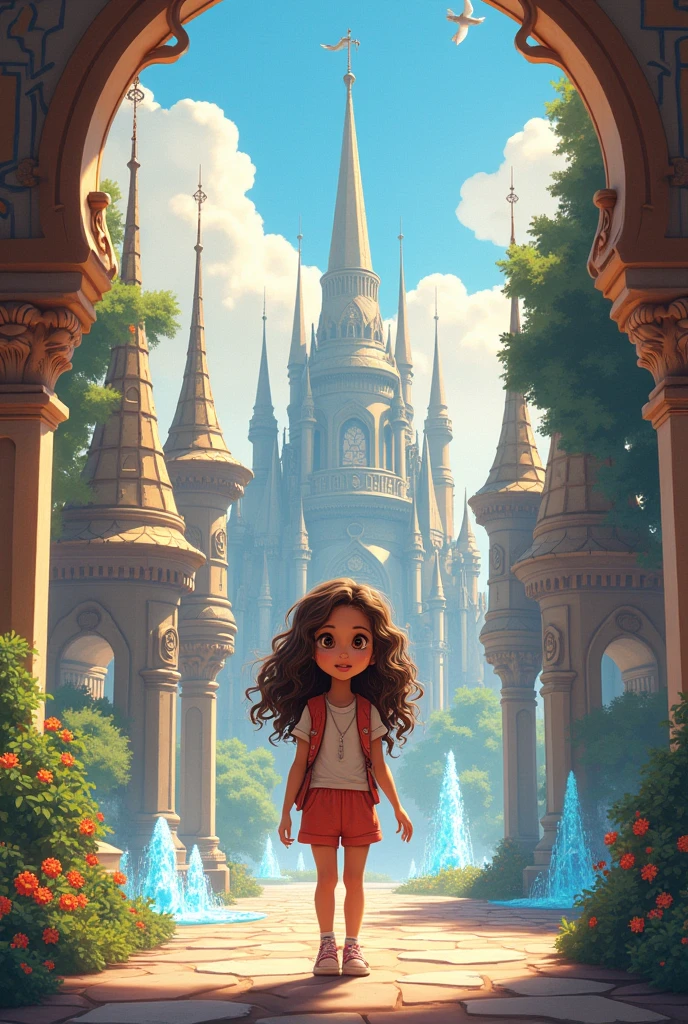 As she entered the city, jessica eyes widened in wonder. Towering spires and glittering fountains surrounded her, and the air was filled with a sweet, musical hum
*jessica*
- Age: 12
- Personality: Curious, adventurous, brave, kind
- Appearance: Bright brown eyes, long curly brown hair, smiley face, slender build