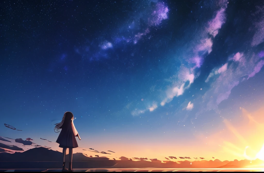 (One girl), scenery,null,reflection,星null,night