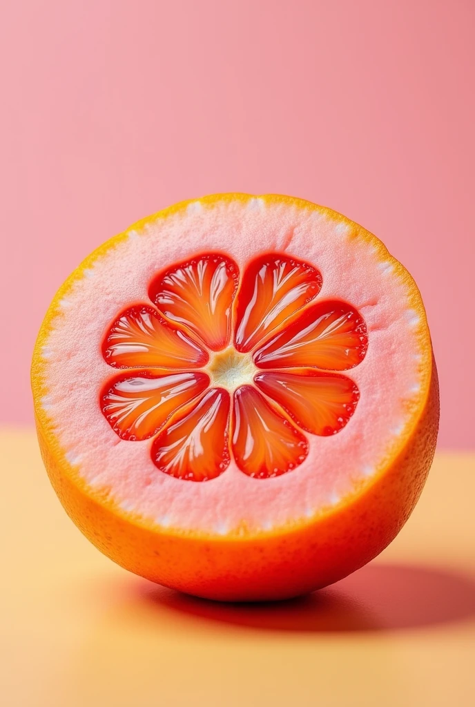 Pink orange fruit inside view