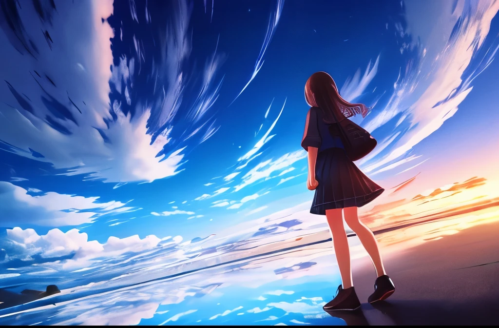 (One girl), scenery,null,reflection,  