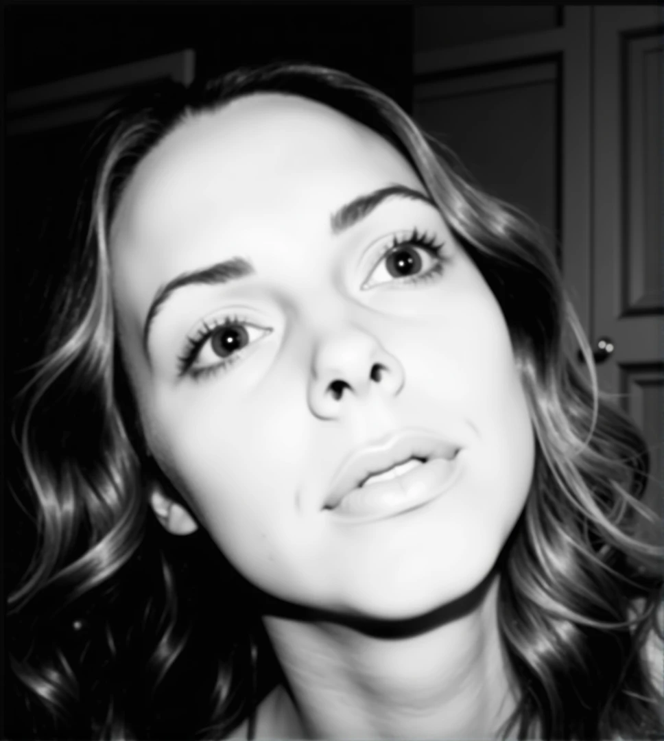 Photorealistic image of a woman with wavy blonde hair, wearing nothing, on her knees on a couch with her back to the camera in a well-furnished room with wooden paneling and a large window in the background, natural light highlighting her features, cinematic composition