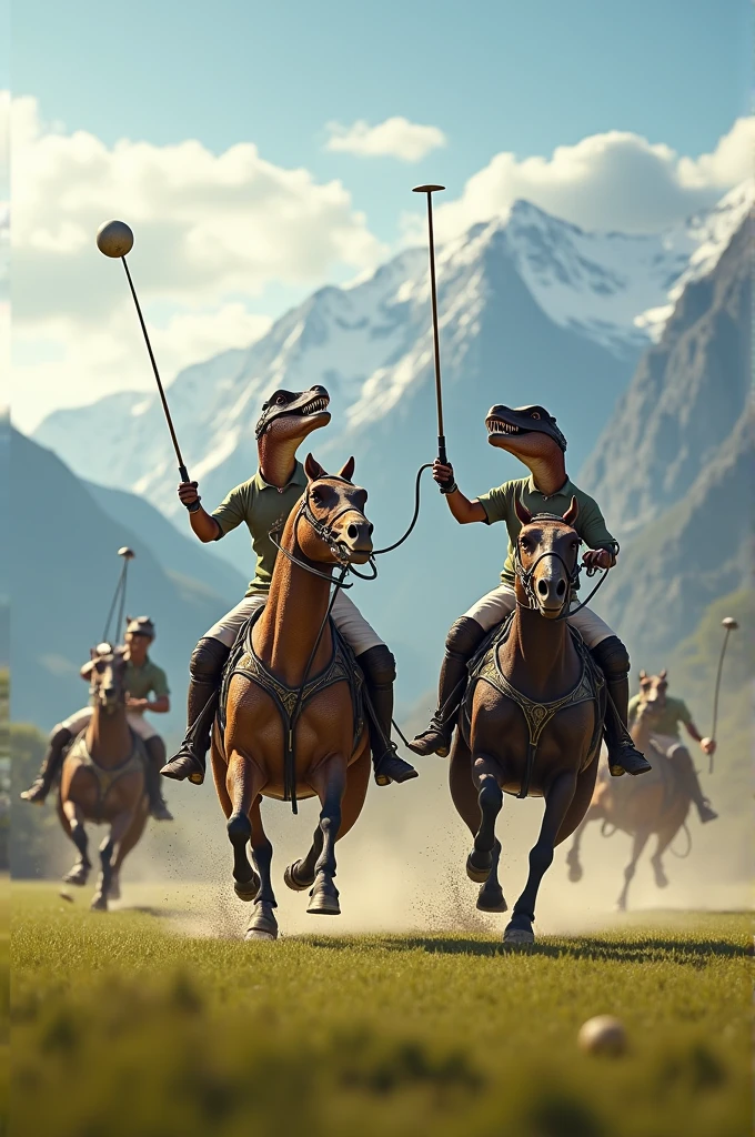 Polo game with dinosaurs 
