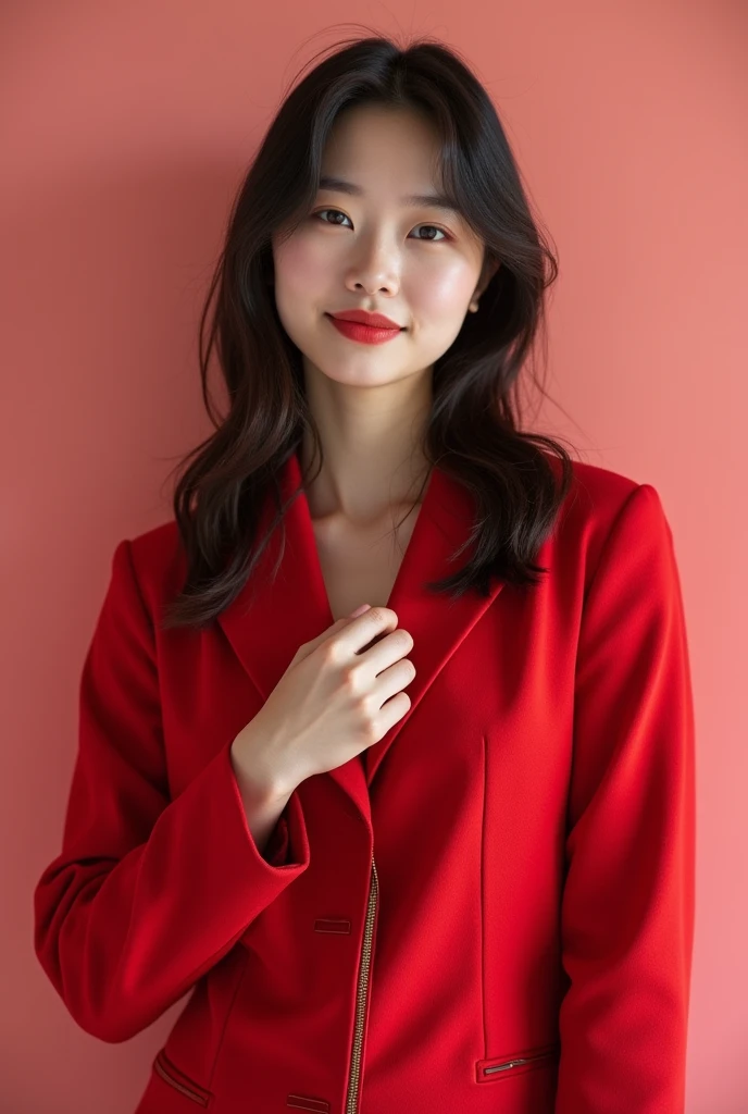 Korean girl showing her "pussy" with wearing red jacket