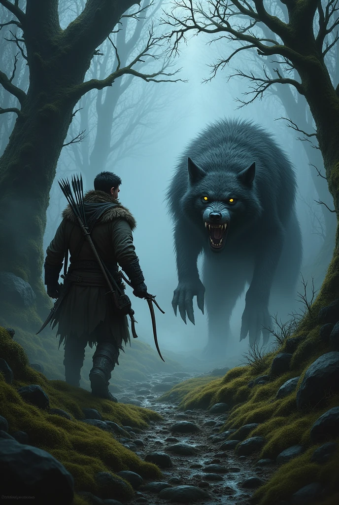 A hunter hunting a werewolf