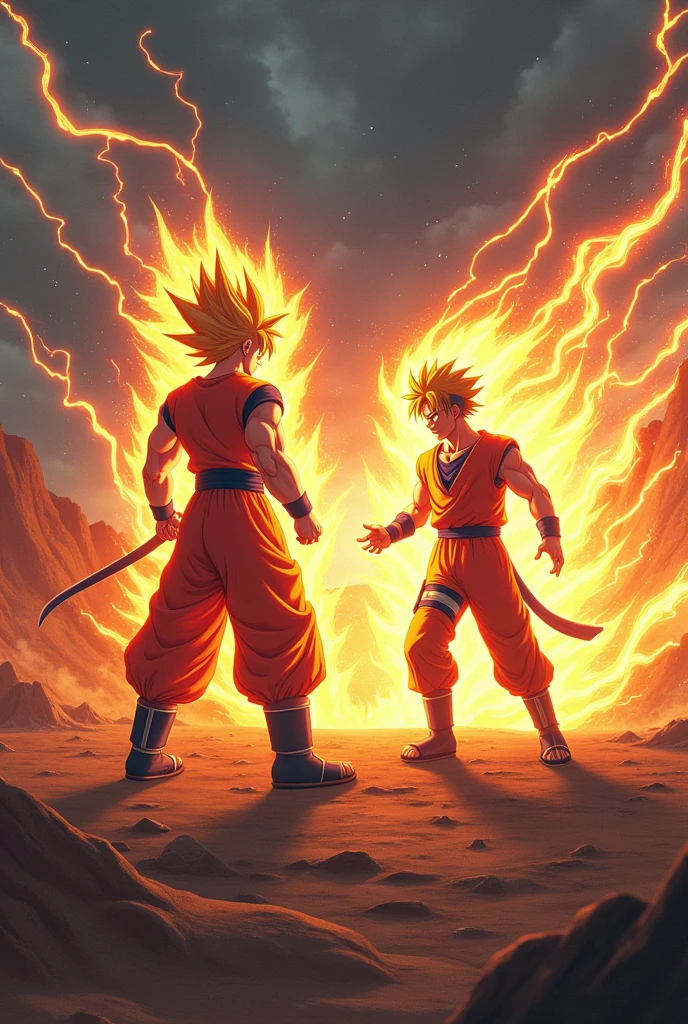 Goku vs Naruto fight to the death, both at their maximum power, Goku in ultra instinct state and Naruto in Bairon mode
