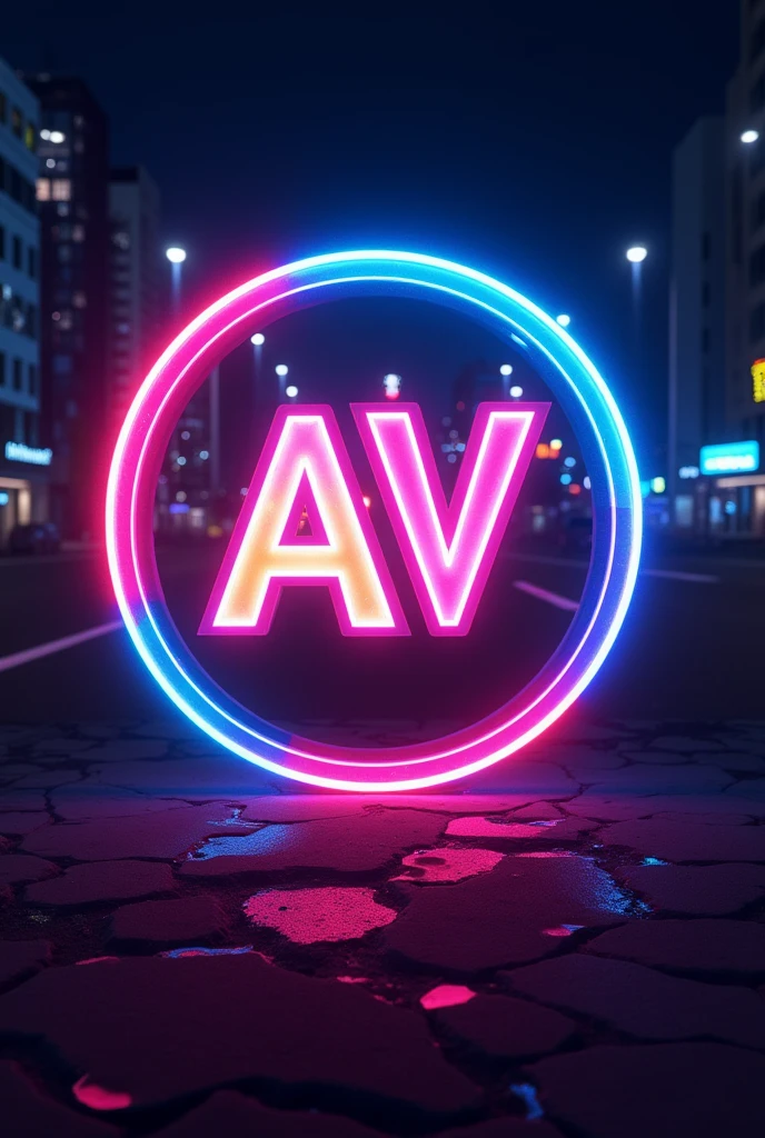 Makeing in logo A.V colourful in night background in nice Circle ⭕ in light