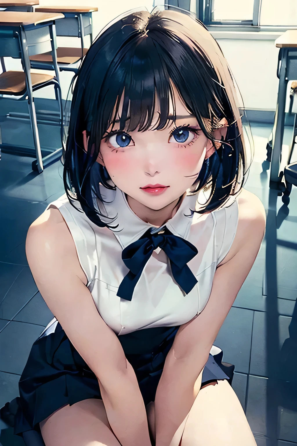 ((Highest quality)), ((masterpiece)), (detailed), Anatomically correct body shape、Blonde Bob Cut