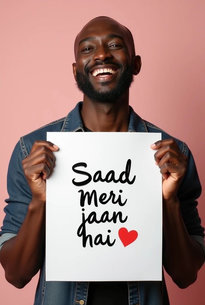 imagine a black person with a smile on his his face holding a poster with the caption: “Saad Meri jaan hai❤️"