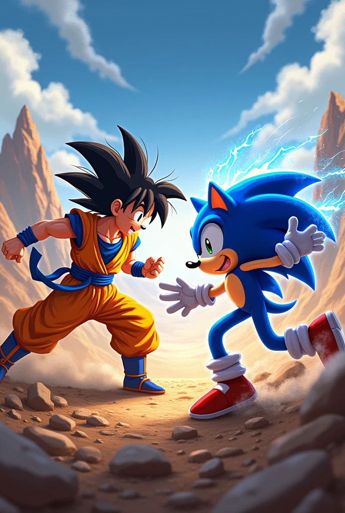 Goku periando con sonic