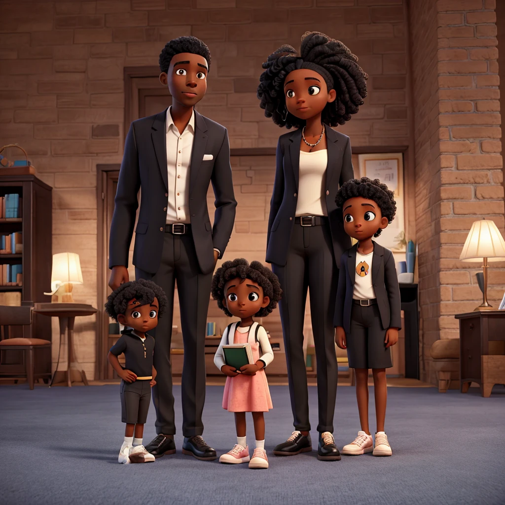 tall black man, black woman and small black woman reading book