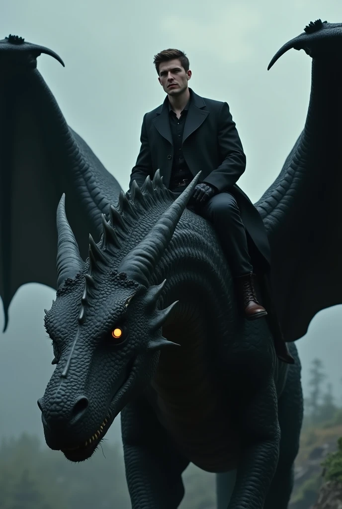 Dean Winchester Supernatural. Riding a giant black dragon.
