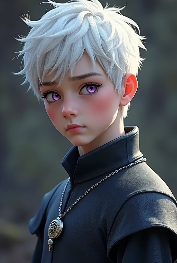 Character based on the world of Game of Thrones. Young boy of High Valyrian ethnicity with platinum white hair and slightly purple eyes, about 16 years old