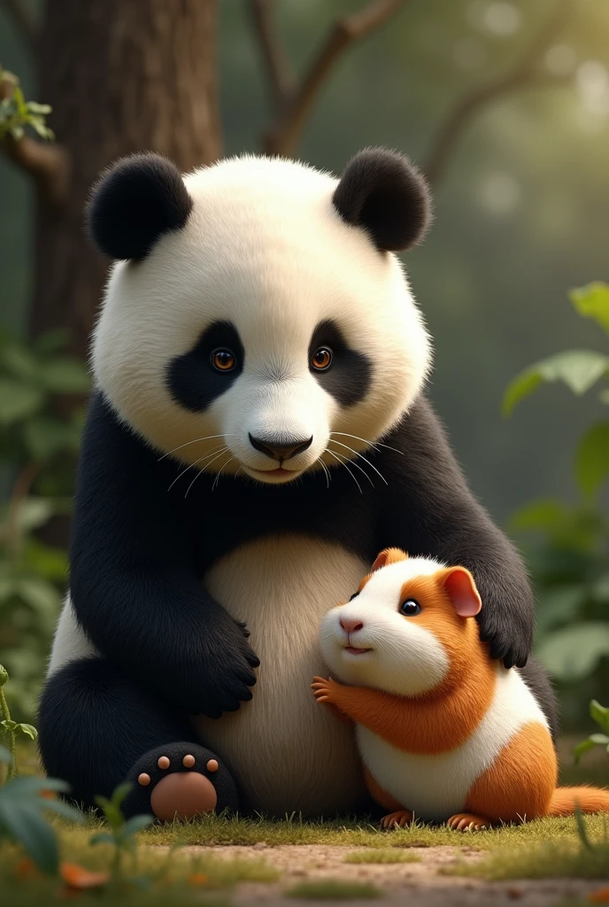 Panda and guinea pig together more realistic 