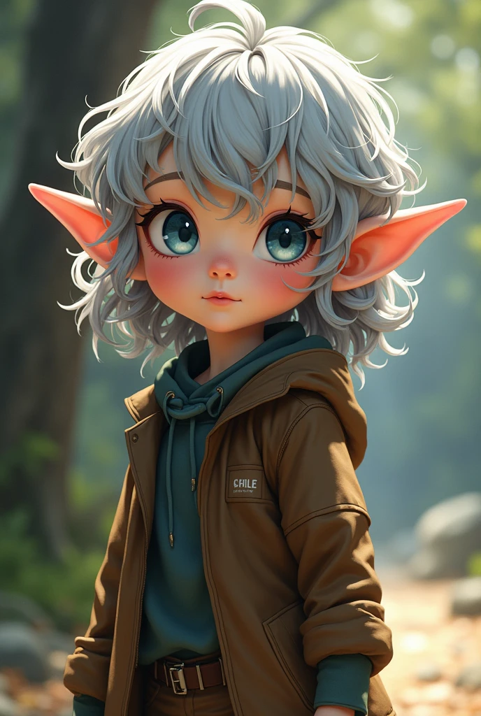 elf ager is the anime type silver curly hair dark blue eyes dark brown coat brown pants and shoes appearance 15 y