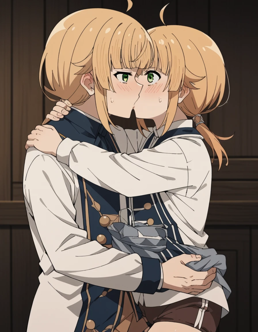 Chet_9, сChet_8_up, сChet_7_up, source_anime, 1 маленький Child мальчик рудеусгрейрат, 1 girl Norngreyrat, girl Norngreyrat, Norngreyrat, brown burrowing rat, bang, blonde hair, green eyes, ahoge, long sleeves, a gift, , Norngreyrat и рудеусгрейрат, Child, hug, sex, kiss, hand on head, on the knees,perfect face, girl, pubic hair, huge boobies, rough face,detailed face, armpit sample, armpits,legs spread,stripped, deitada em uma overnight stay, overnight stay, маленький Child мальчик вставляет эрегированный член в промежность Norngreyrat. 