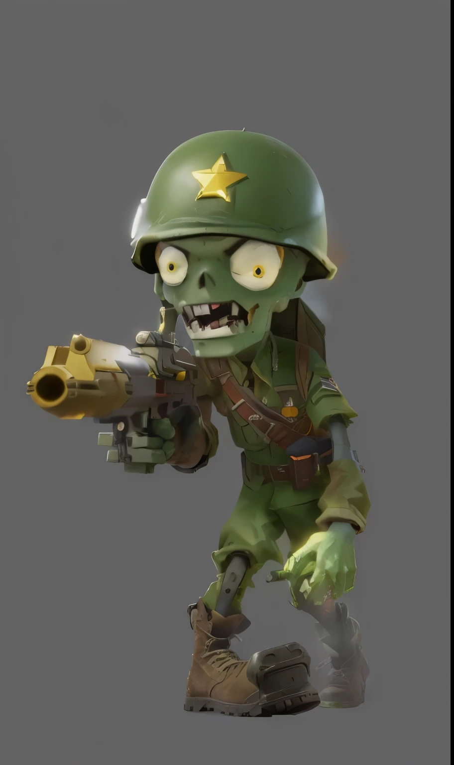 a close up of a cartoon Zombies with a gun, attack Zombies during worldwar 2, mario as a world war i Soldier, call of duty Zombiess, in the game image, sfm render, in the game, toon prosperity rendering, Zombies, Cartoon Rendering Keyshot, turbid, game character, Soldier, Presented in sfm, Game CG, evil Zombies, Fairy