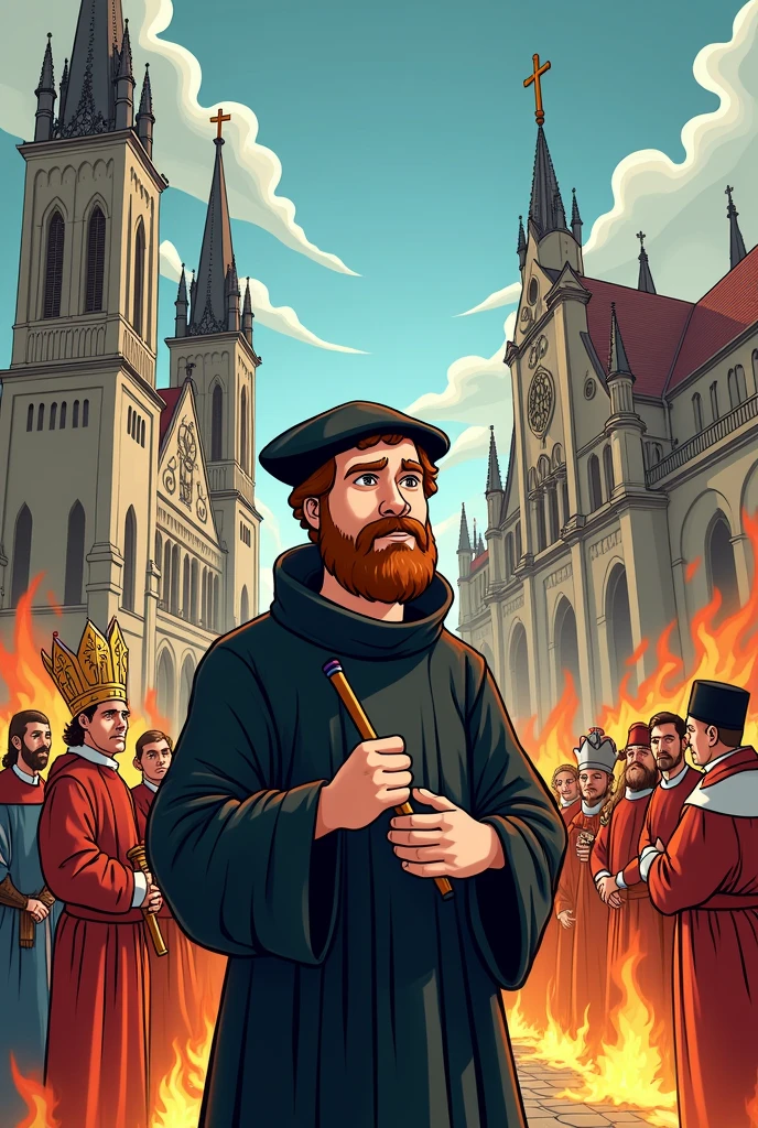 Create a cartoon depicting Martin Luther&#39;s concepts of Reformation and the Counter-Reformation 