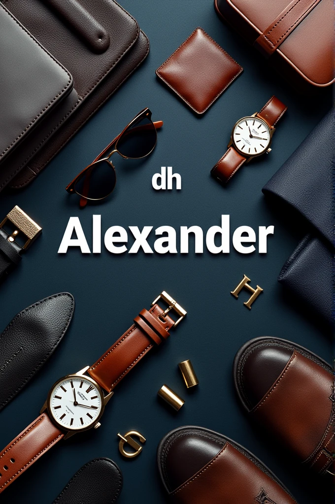 An image decorated with men&#39;s things that says the name Alexander that has dh 