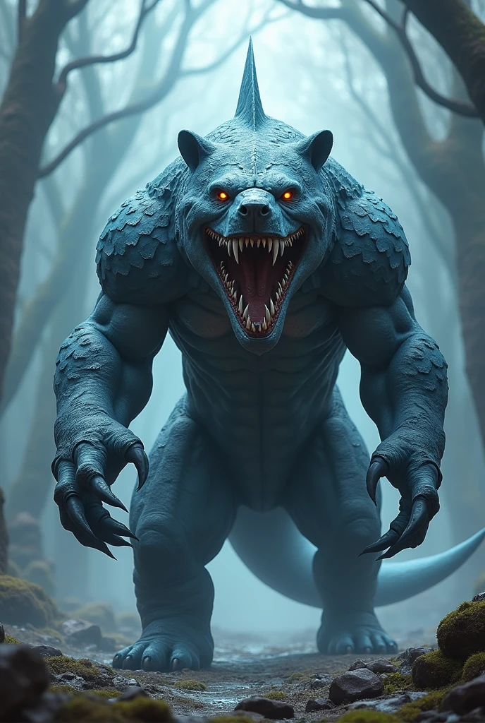 A new creature with a mix of shark &熊 characteristics、Fantasy、cool