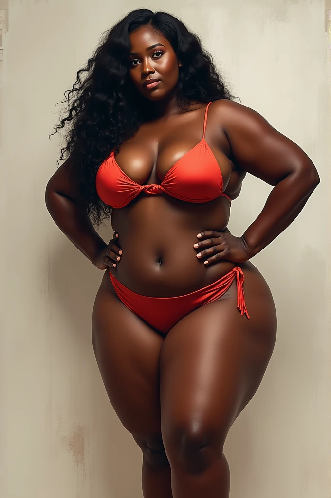 (Masterpiece)、(High resolution)、A fat, beautiful black girl wearing a loincloth