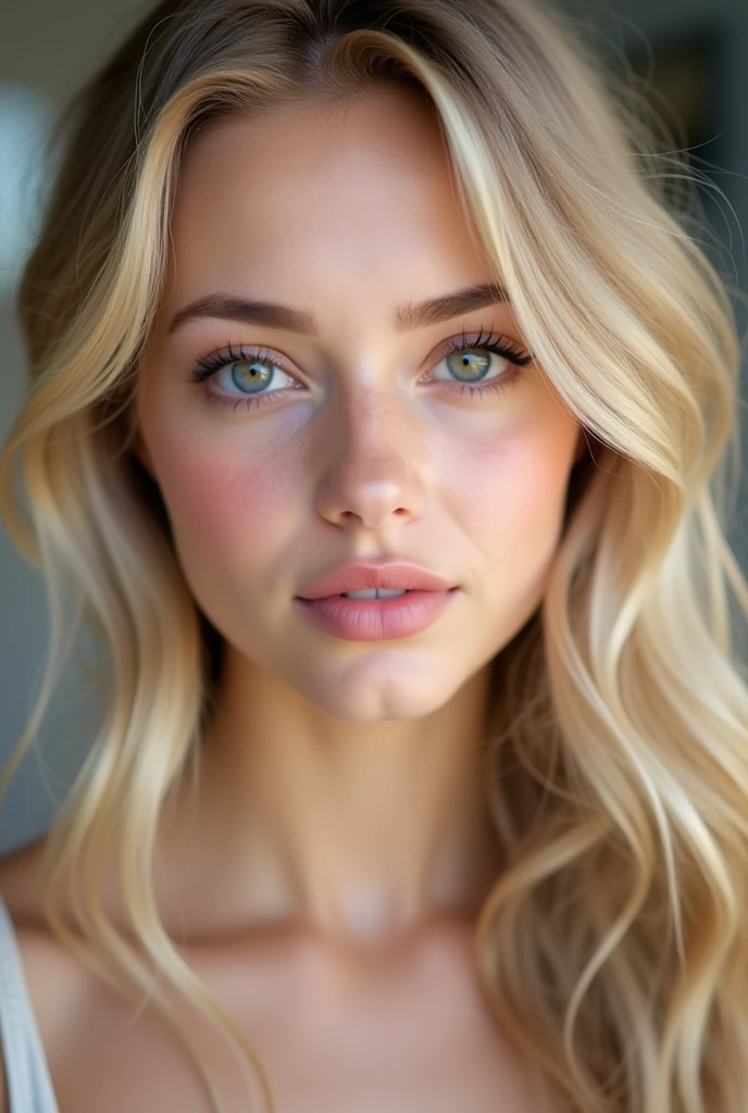 m”+”Eye type: purple eye color natural puppy eye look blonde eyelashes,”+”Appearance: extremely attractive,gorgeous,very pretty”+”Height: 5’1,”+”Hair color/golden blonde,”+”Lips: glossy pink full lips Nose:button nose,”+”Eye shape/eyelashes color:almond eye shape blonde eyelashes ,”+”Body type:petite hourglass figure small,athletic petite”+”Skin: pale porcelain skin
