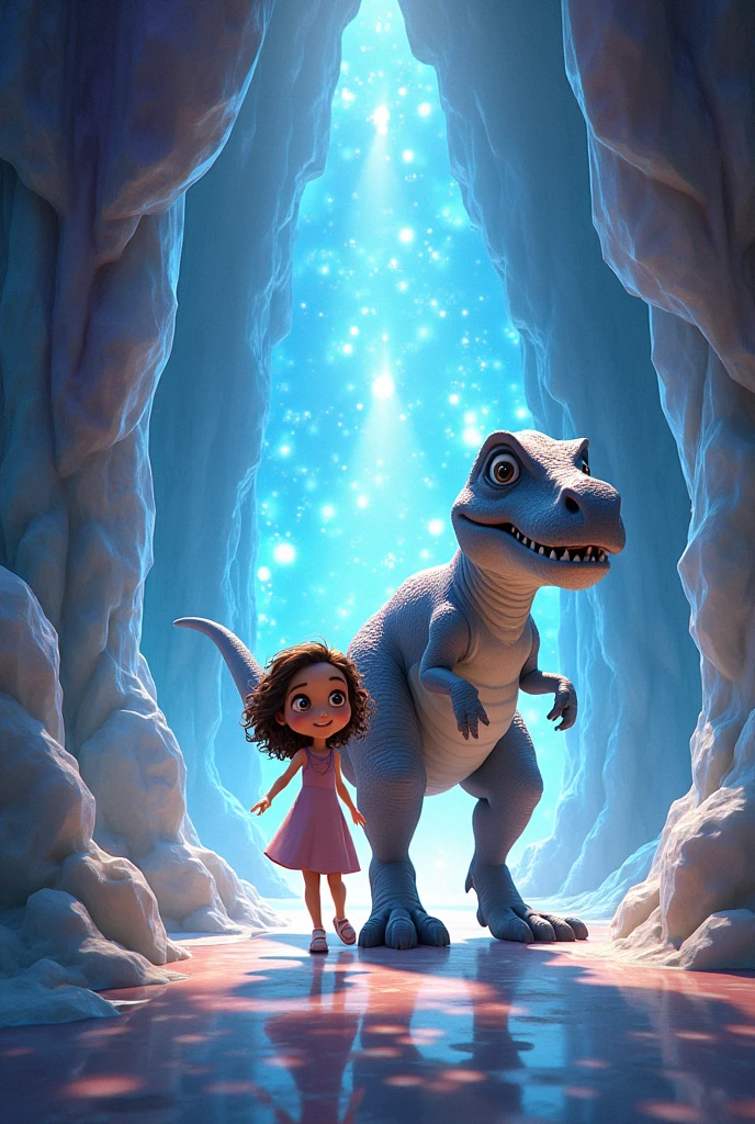              henry led jessica to a grand palace. Inside, a beautiful crystal throne room awaited them. The room was filled with glittering crystals that refracted light into a kaleidoscope of colors.            
 *jessica*
- Age: 12
- Personality: Curious, adventurous, brave, kind
- Appearance: Bright brown eyes, long curly brown hair, smiley face, slender build
henry the T-Rex*
- Age: Ageless (magical creature)
- Personality: Gentle, wise, friendly, protective
- Appearance: Towering height, shimmering silver scales, kind eyes, powerful build


