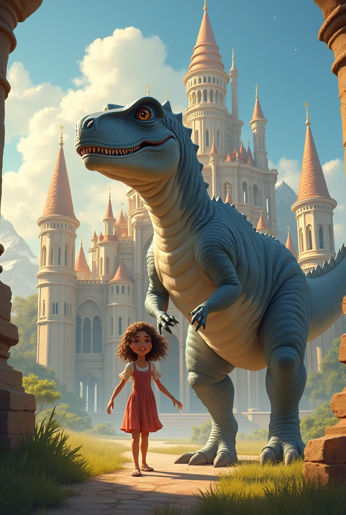 henry led jessica to a grand palace
*jessica*
- Age: 12
- Personality: Curious, adventurous, brave, kind
- Appearance: Bright brown eyes, long curly brown hair, smiley face, slender build
henry the T-Rex*
- Age: Ageless (magical creature)
- Personality: Gentle, wise, friendly, protective
- Appearance: Towering height, shimmering silver scales, kind eyes, powerful build