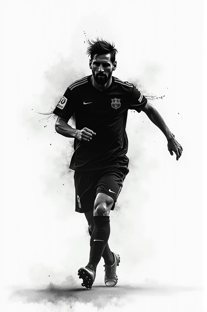 Create an abstract black and white background that forms Messi