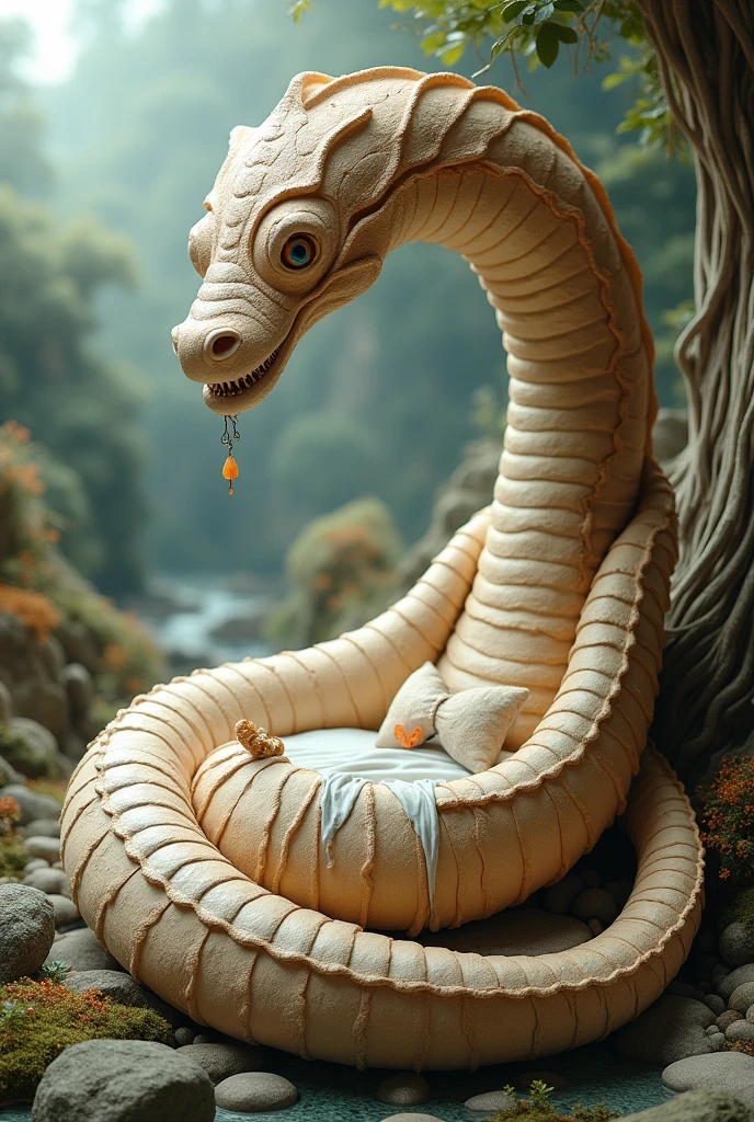 Make me a bed in the shape of the worm's roller coaster