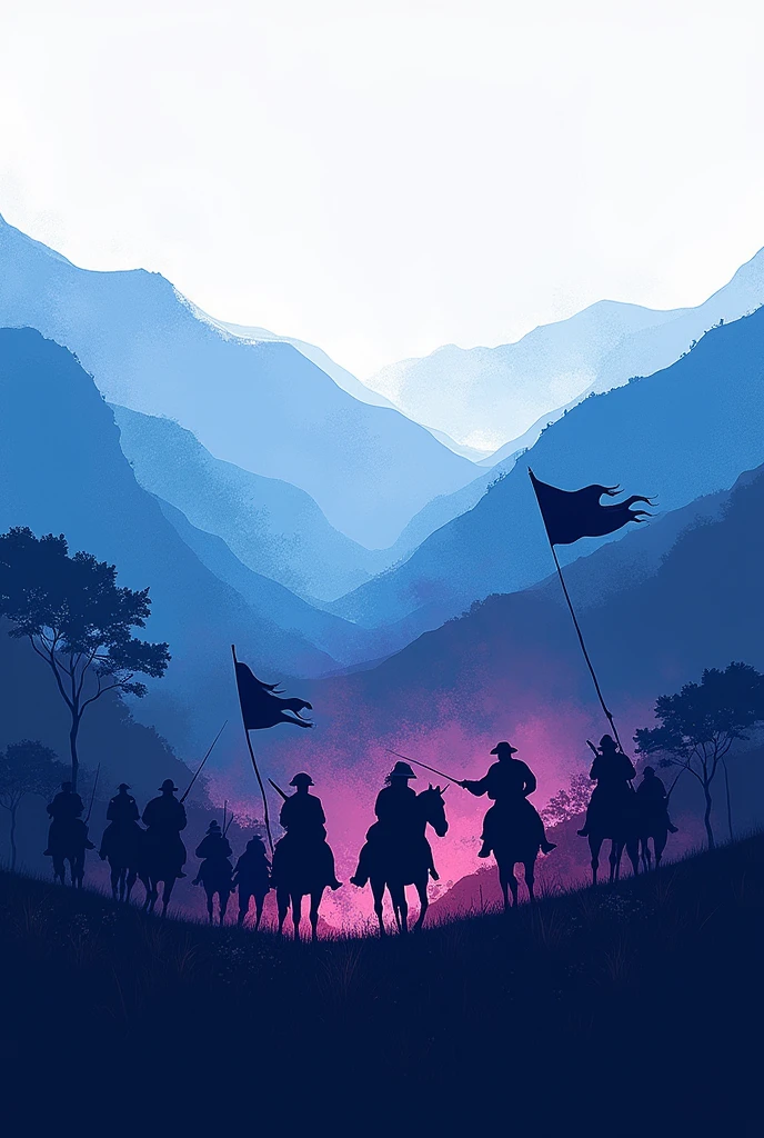 Creative and easy drawing of the Battle of Boyacá Colombia in blue and purple colors all in lines