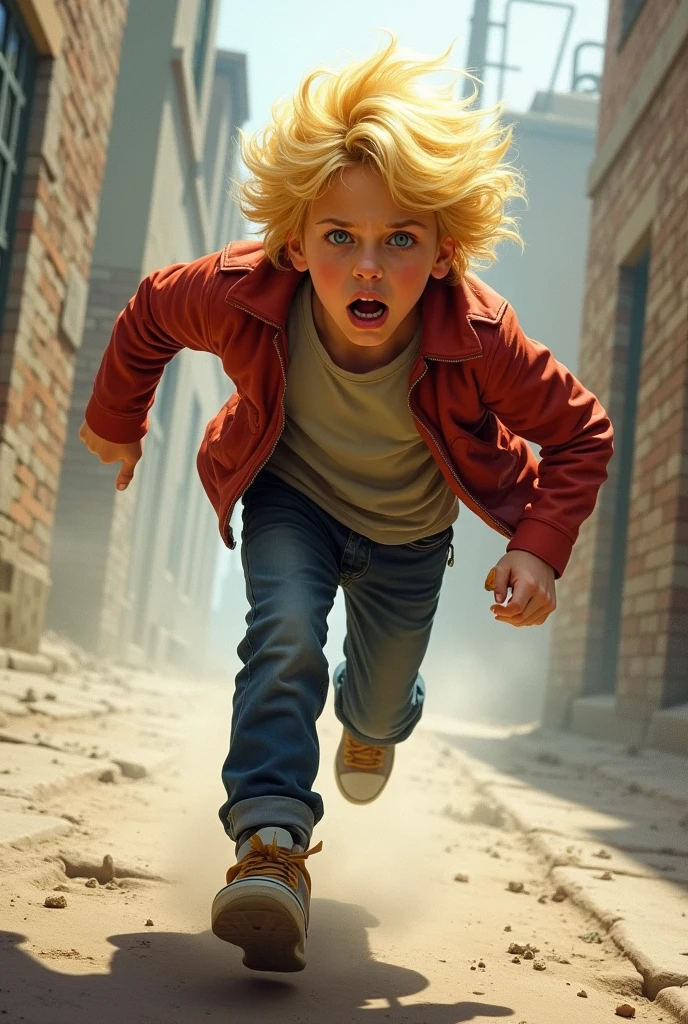 Young blonde being chased
