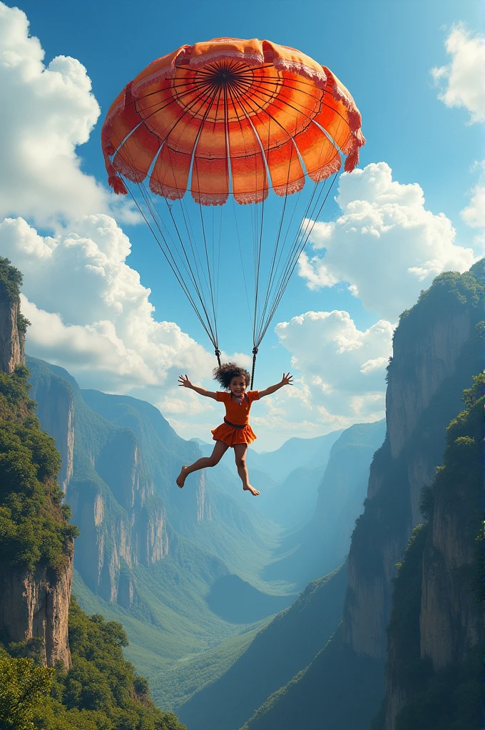 Children jumping off a mountain with a yagua