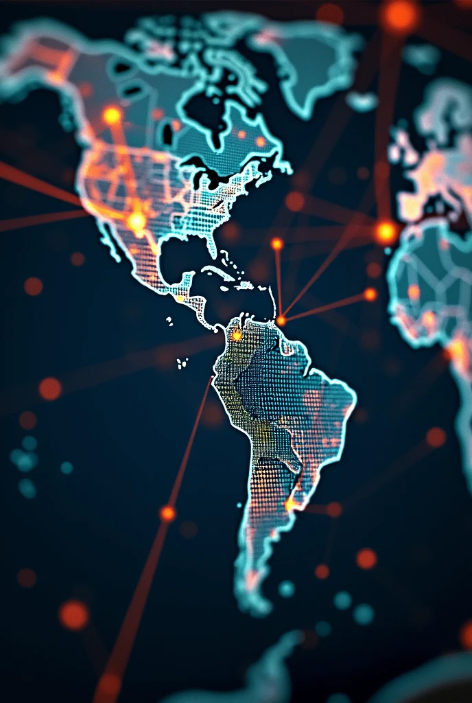 the world connected with arrows, with a futuristic touch, Mexico being the main place, that connect the arrows or lines with all the countries