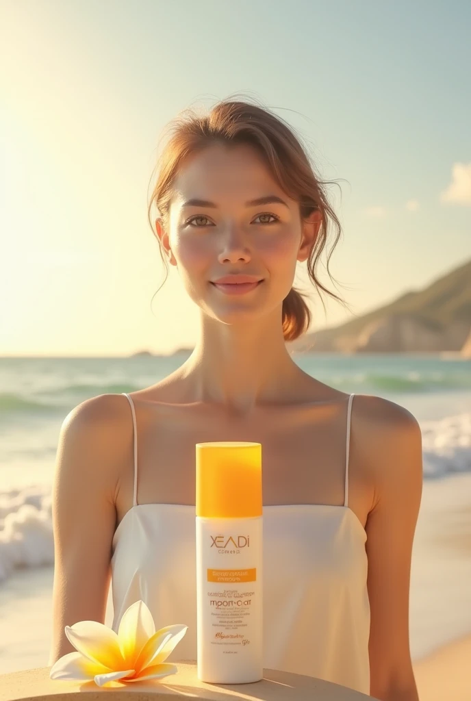 Generate me a minimalist sunscreen ad and add where to put the letters
