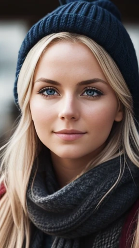 beautiful icelandic woman focus on face photo with color
