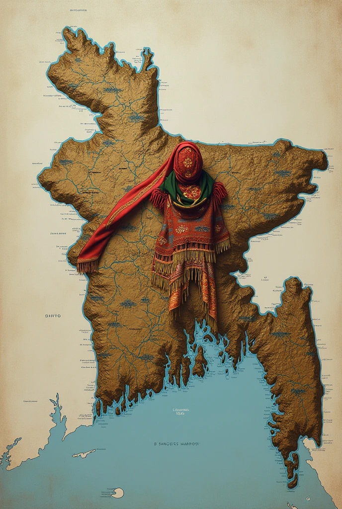 Bangladesh map wearing sashe