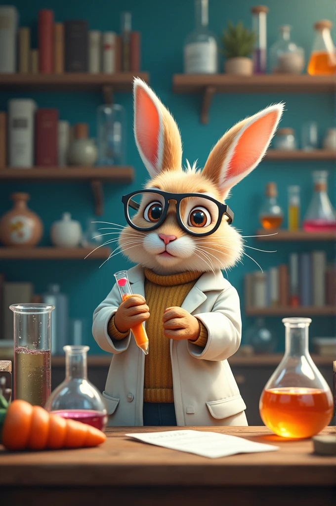 A rabbit doing science
