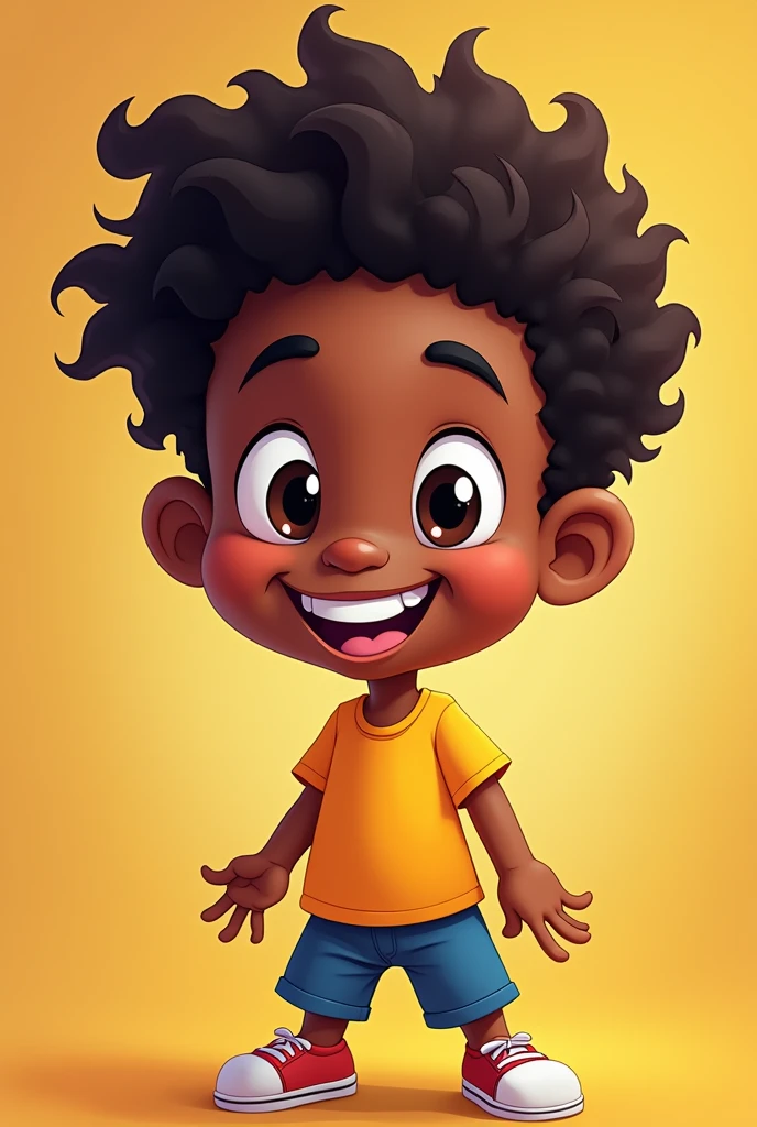 Happy black cartoon boy