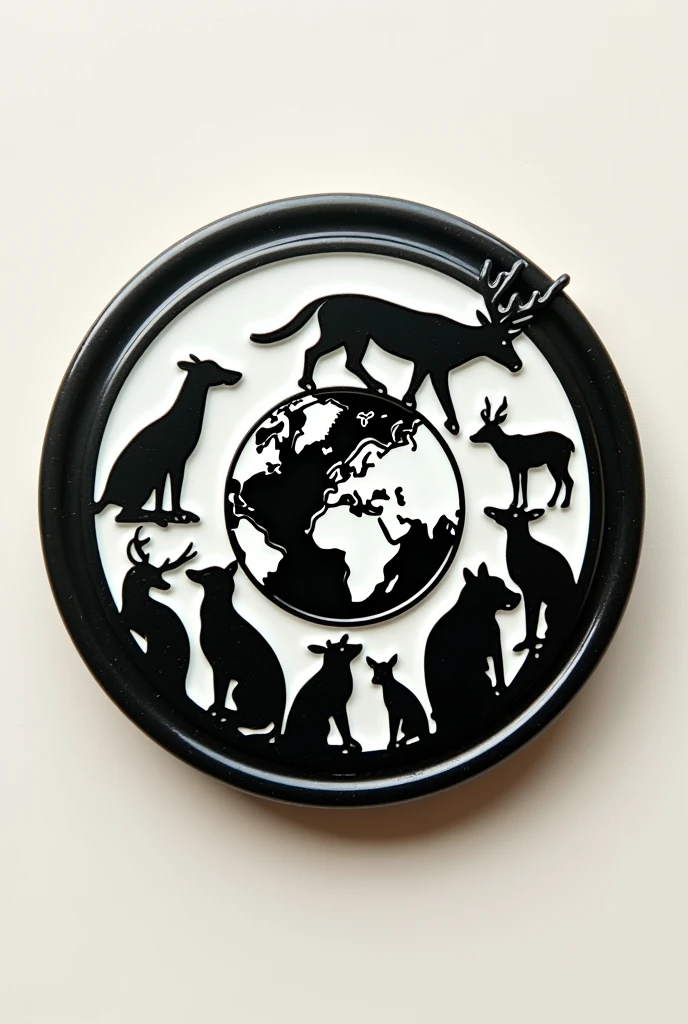 Create me a circular pin about the carbon footprint of the world and its animals