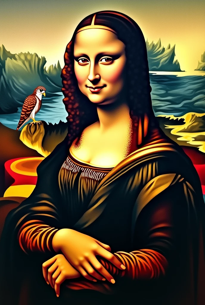 The Mona Lisa in Cubism with a Falcon