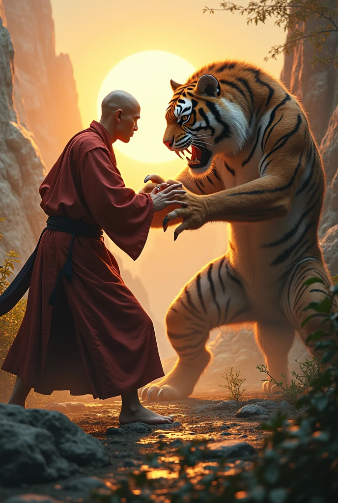 Shaolin monk vs tiger man